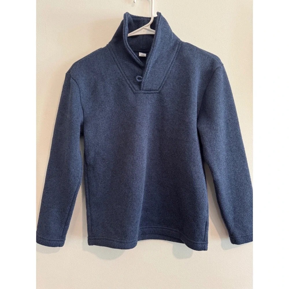 Old Navy Shawl Collar Knit Sweater Boys L 10-12 Navy Blue Button Detail
